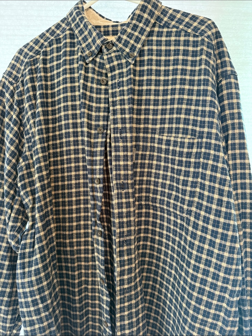 Woolrich Navy and Cream Plaid Button-Down Shirt